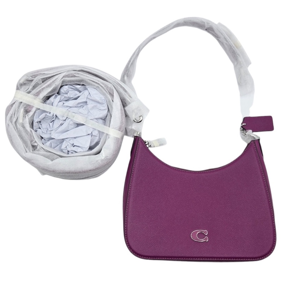 Coach Hobo Crossgrain Leather Crossbody in Deep Plum - Picture 8 of 10